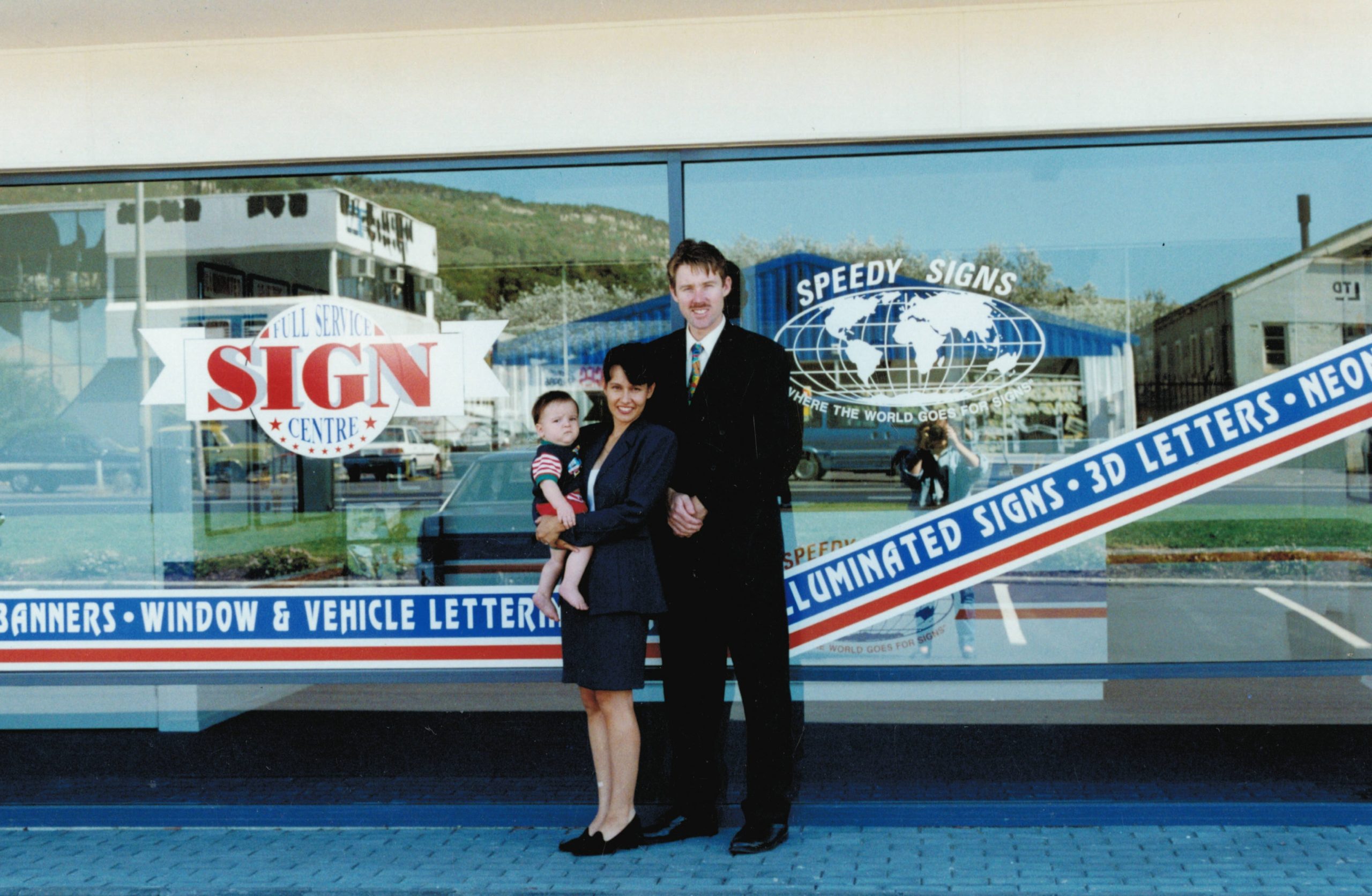 Grant & Sarah Archibald opening Speedy Signs' pilot store. 1998